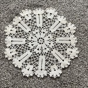 Vintage Intricate White Lace Doily circa 1950s